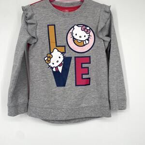 Hello Kitty Long Sleeve Gray shirt with Ruffles Two Kitties and LOVE Size 5